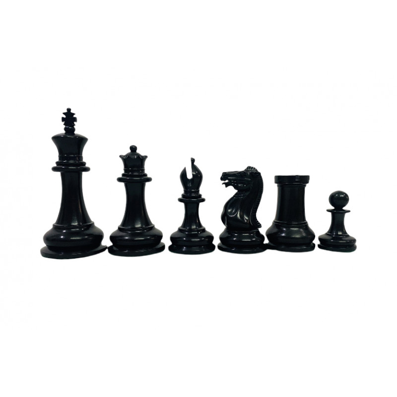 Antiqued Boxwood & Ebony 4.5" Reproduced 1849 Staunton Chess Pieces Only set 