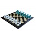 COLORED CHESS PIECES 4" WITH EBONY CHESS BOARD