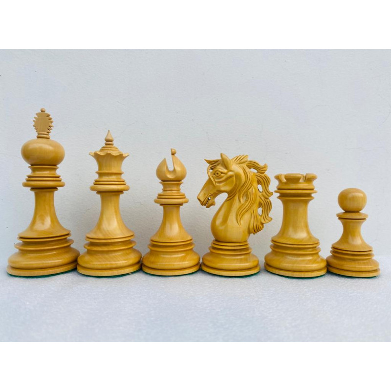 Bud Rose Wood Collector Staunton Chess Pieces Set King 4.5" 4 Queens Luxury set