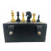 Combo of The Camelot 3.25" Ebony Wood Chess Pieces with !9" Ebony wood Board and Storage Box