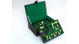 Chess Set Storage Box with Double Tray Fixed Slots for 4
