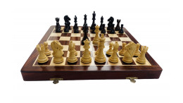 18" Rosewood Folding Chess set with King"s Bridal 3.75" Rosewood Chess Pieces